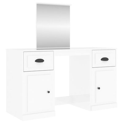 vidaXL Toaletný stolík so zrkadlom lesklý biely 130x50x132,5 cm