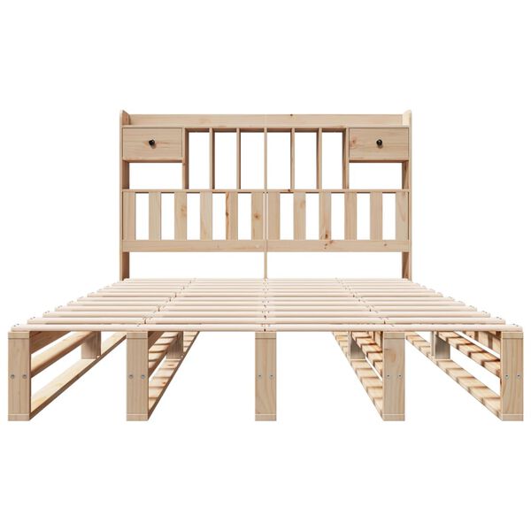 vidaXL Posteľ s knižnicou bez matraca 150x200 cm borovicový masív