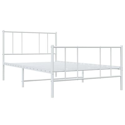 vidaXL Kovový rám postele s čelom a podnožkou biely 100x190 cm