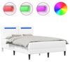 vidaXL R&aacute;m postele s LED p&aacute;sikmi Biela 140 x 190 cm Umel&aacute; koža