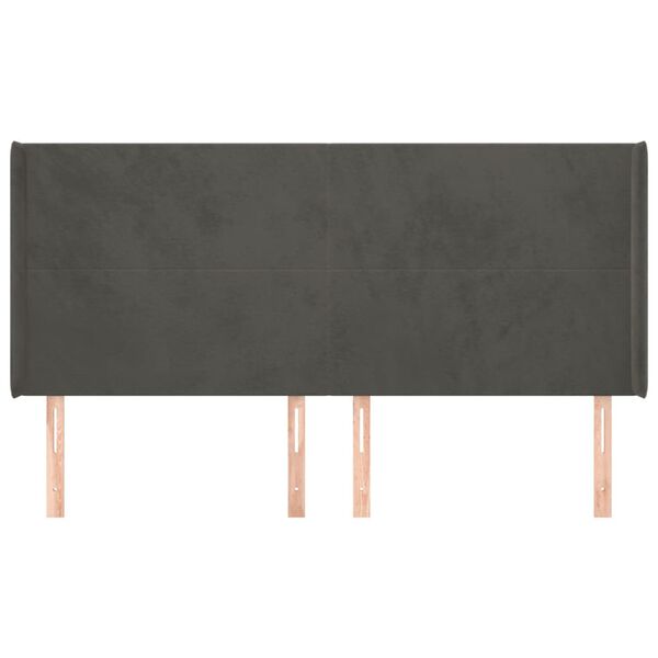 vidaXL Čelo postele so z&aacute;hybmi tmavosiv&eacute; 203x16x118/128 cm zamat