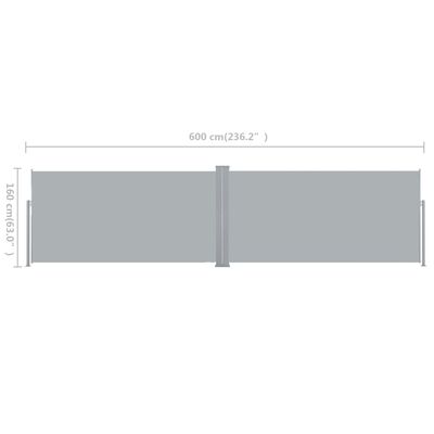 vidaXL Zaťahovacia bočná roleta, 160x600 cm, sivá
