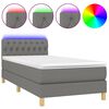 vidaXL Posteľ boxsping s matracom a LED tmavosiv&aacute; 100x200 cm l&aacute;tka