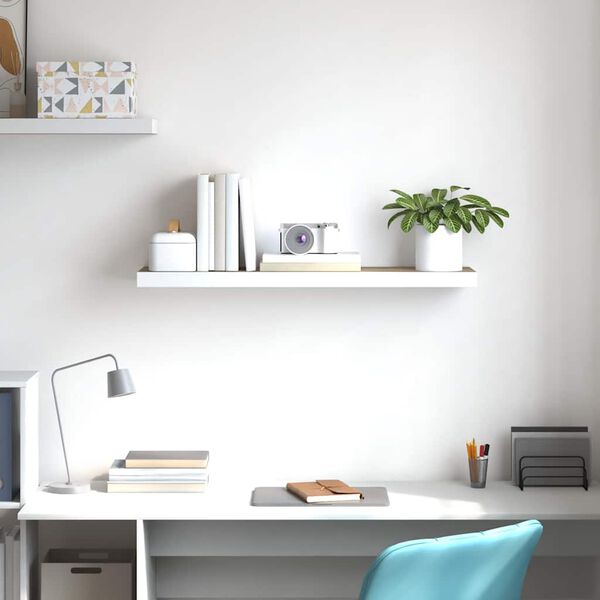 vidaXL Pl&aacute;vaj&uacute;ca n&aacute;stenn&aacute; polica dubov&aacute; a biela 80x23,5x3,8 cm MDF