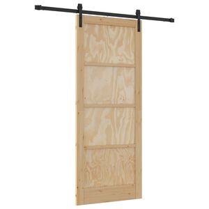 vidaXL Posuvn&eacute; dvere 86 x 211 cm Borovicov&yacute; mas&iacute;v Pr&iacute;rodn&aacute; a čierna