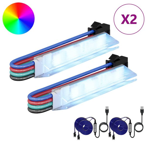 vidaXL LED p&aacute;s 2 pcs Čierna a mnohofarebn&aacute; 1745 mm Meď a plast