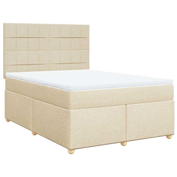 vidaXL Boxspring posteľ s matracom kr&eacute;mov&yacute; 140x190 cm l&aacute;tka