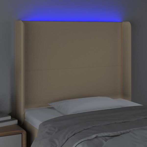 vidaXL Čelo postele s LED kr&eacute;mov&eacute; 103x16x118/128 cm l&aacute;tka