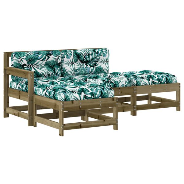 vidaXL 4-dielna z&aacute;hradn&aacute; sedacia s&uacute;prava s vank&uacute;&scaron;mi impreg. borovica