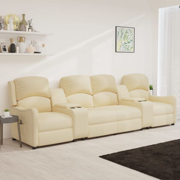 vidaXL 4-miestne sklápacie masážne kreslo+držiaky na poháre, krémové