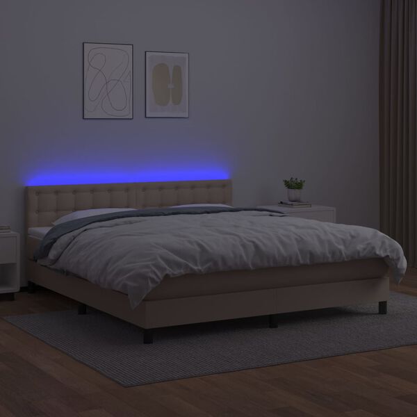 vidaXL Boxspring posteľ matrac a LED kapuč&iacute;nov&aacute; 180x200 cm umel&aacute; koža