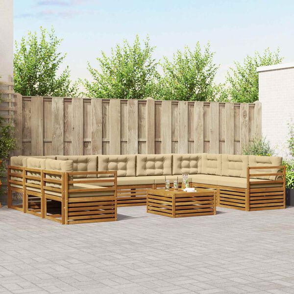 vidaXL Z&aacute;hradn&aacute; s&uacute;prava gaučov s vank&uacute;&scaron;om 10 pcs Pr&iacute;rodn&aacute; a b&eacute;žov&aacute;