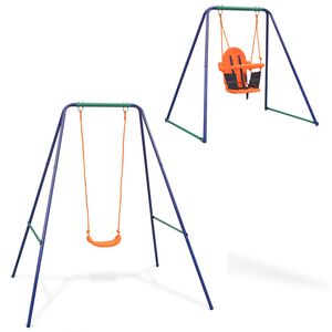 vidaXL Jednomiestna hojdačka a hojdačka pre batoľat&aacute; 2 v 1, oranžov&aacute;