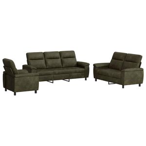 vidaXL Sada pohoviek 3 pcs Arm&aacute;dna zelen&aacute; Faux semi&scaron;ov&aacute; koža