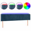vidaXL Čelo postele s LED tmavomodr&eacute; 203x16x78/88 cm zamat