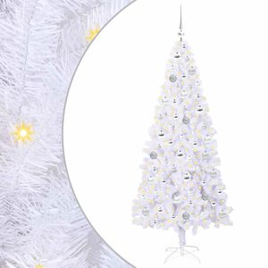 vidaXL Umel&yacute; vianočn&yacute; stromček s 300 LED-i Biela 180 cm PVC a oceľ