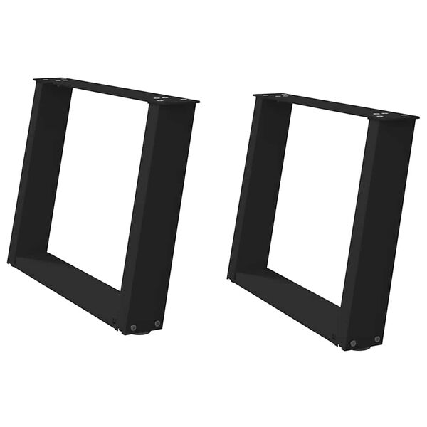 vidaXL Nohy konferenčn&eacute;ho stol&iacute;ka v tvare U, 2 ks, čierne, 60 x (42-43) cm, oceľov&eacute;