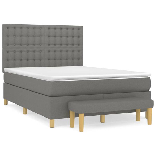 vidaXL Boxspring posteľ s matracom tmavosiv&aacute; 140x190 cm l&aacute;tka