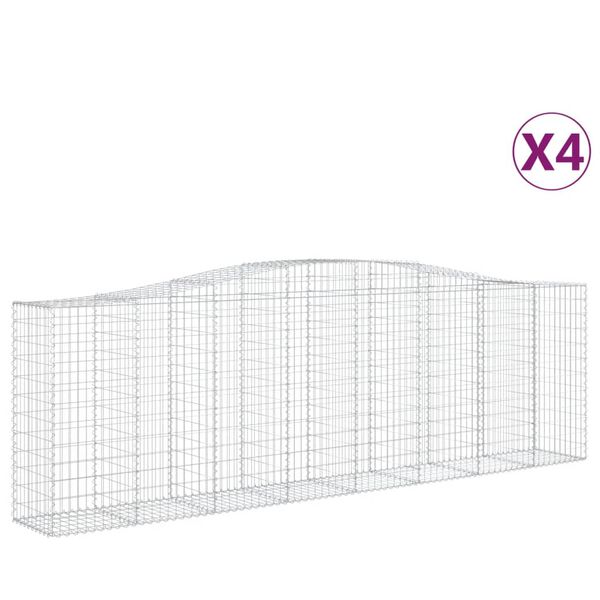 vidaXL Obl&uacute;kov&eacute; gabionov&eacute; ko&scaron;e 4 ks 400x50x120/140 cm pozink. železo
