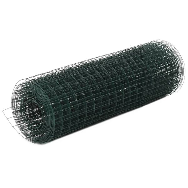 vidaXL Drôtené pletivo, oceľ potiahnutá PVC 25x0,5 m, zelené