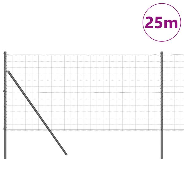vidaXL Plot s podperou Siv&aacute; 1 x 25 m Oceľ
