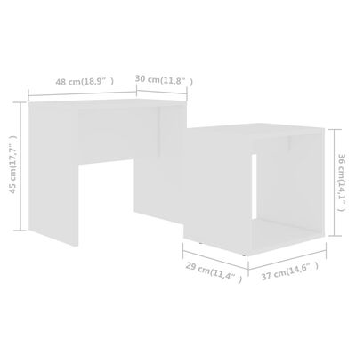 vidaXL Sada konferenčných stolíkov biela 48x30x45 cm drevotrieska