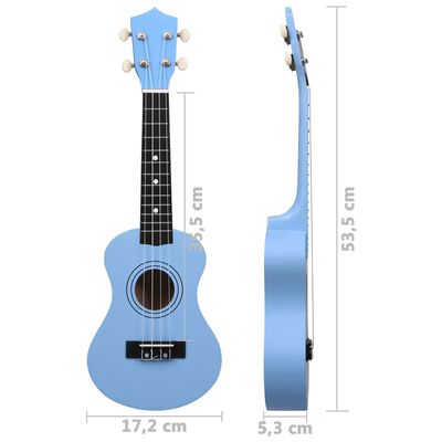 vidaXL Sopránové ukulele s taškou pre deti modré 21"