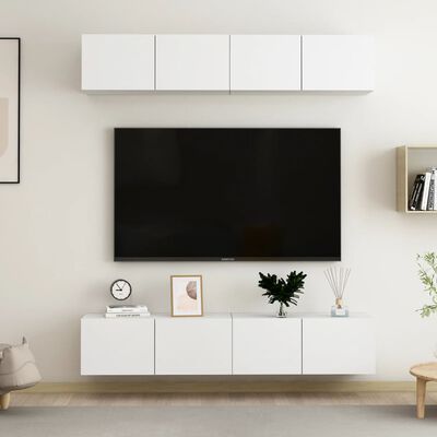 vidaXL 4-dielna súprava TV skriniek biela 80x30x30 cm drevotrieska