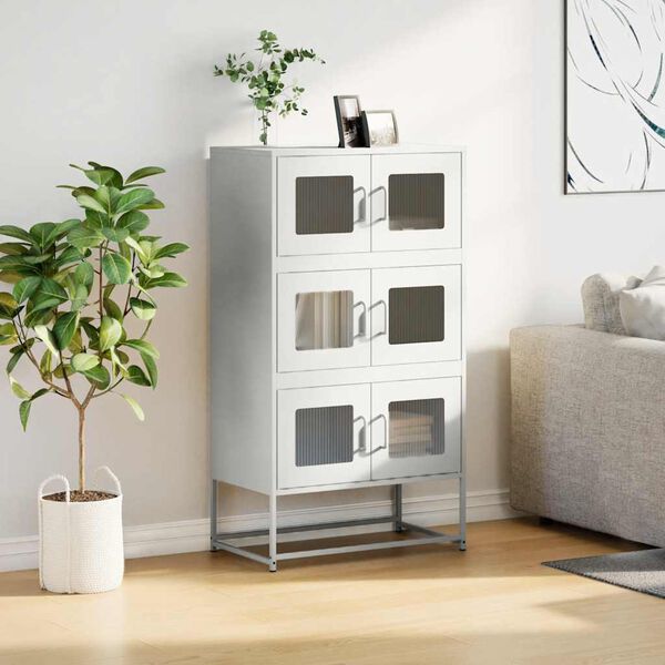 vidaXL Highboard White 68x39x123 cm Oceľ