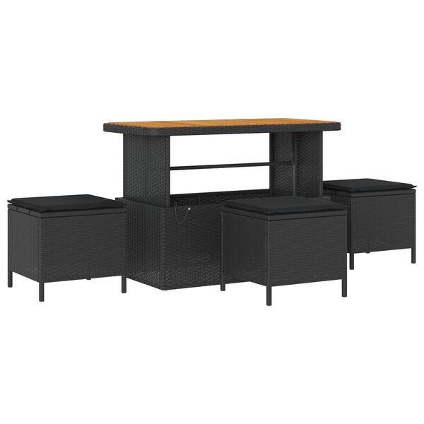 vidaXL S&uacute;prava z&aacute;hradn&yacute;ch pohoviek s vank&uacute;&scaron;om 14 pcs Čierna Poly ratan