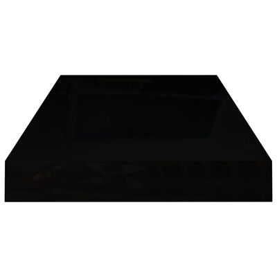 vidaXL Plávajúce nástenné police 2 ks, lesklé čierne 50x23x3,8 cm, MDF