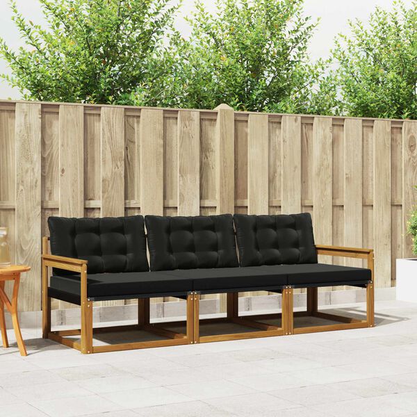 vidaXL Z&aacute;hradn&aacute; s&uacute;prava gaučov s vank&uacute;&scaron;om 3 pcs Pr&iacute;rodn&aacute; a čierna