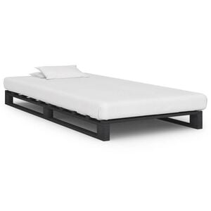 vidaXL Paletov&yacute; posteľn&yacute; r&aacute;m siv&yacute; 90x200 cm mas&iacute;vne borovicov&eacute; drevo