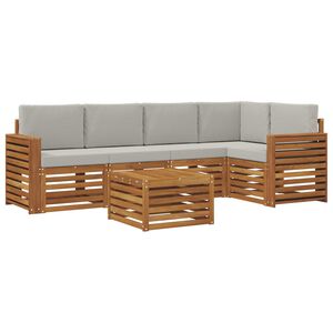 vidaXL S&uacute;pravy pohoviek s vank&uacute;&scaron;om 6 pcs Pr&iacute;rodn&aacute; a svetlosiv&aacute;