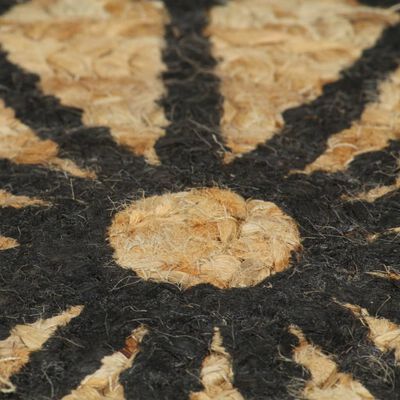 vidaXL Ručne vyrobený jutový koberec s čiernou potlačou 120 cm