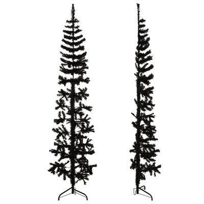 vidaXL Umelý vianočný polovičný stromček s podstavcom čierny 210 cm