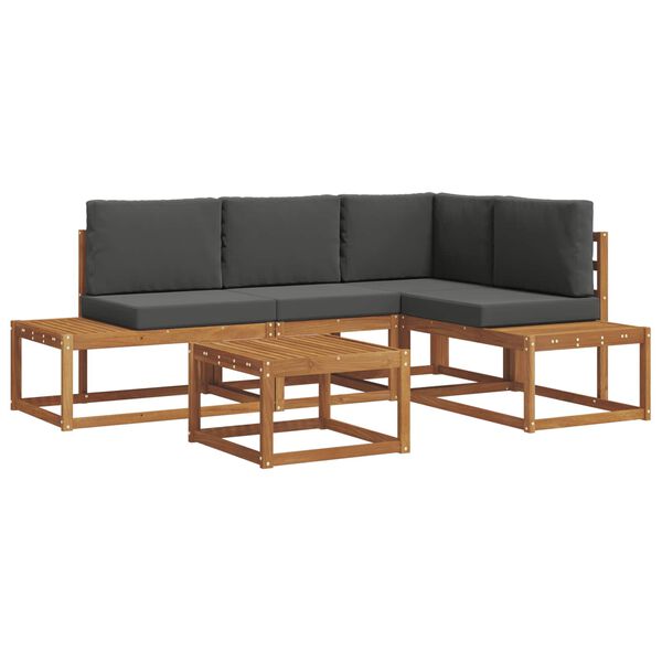 vidaXL Z&aacute;hradn&aacute; s&uacute;prava gaučov s vank&uacute;&scaron;om 5 Kus Pr&iacute;rodn&aacute; a antracitov&aacute;