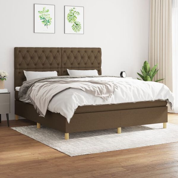 vidaXL Boxspring posteľ s matracom tmavohned&aacute; 160x200 cm l&aacute;tka