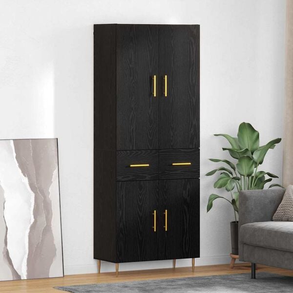 vidaXL Highboard Čierny dub 69,5 x 34 x 180 cm Kompozitn&eacute; drevo