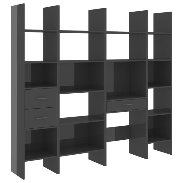 vidaXL 4-dielna s&uacute;prava knižn&iacute;c vysokoleskl&aacute; siv&aacute; drevotrieska