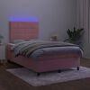 vidaXL Boxspring posteľ s matracom a LED, ružov&aacute; 120x190 cm, zamat