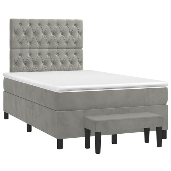 vidaXL Boxspring posteľ s matracom bledosiv&aacute; 120x190 cm zamat