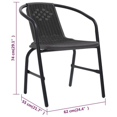 vidaXL Záhradné stoličky 4 ks plastový ratan a oceľ 110 kg