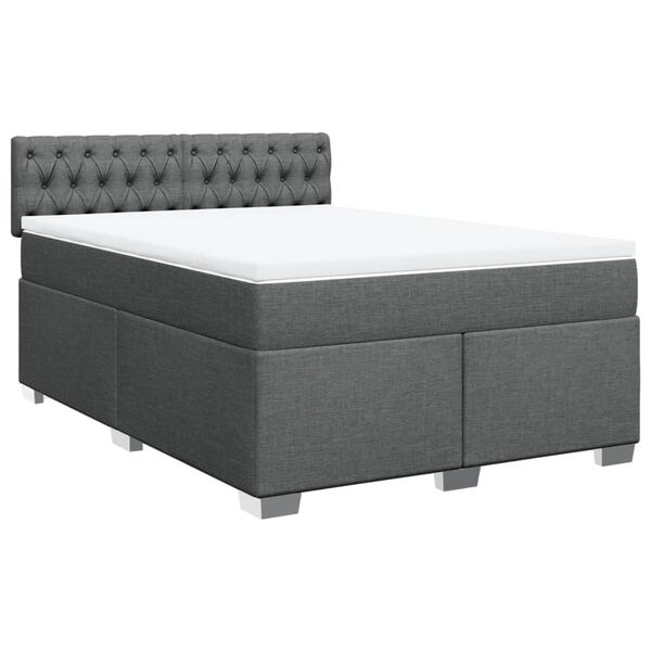 vidaXL Boxspring posteľ s matracom tmavosiv&aacute; 140x190 cm l&aacute;tka