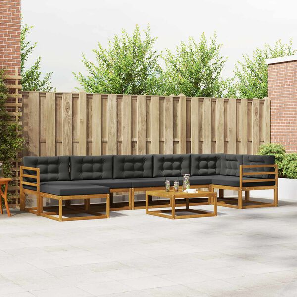 vidaXL Z&aacute;hradn&aacute; s&uacute;prava gaučov s vank&uacute;&scaron;om 8 pcs Pr&iacute;rodn&aacute; a antracitov&aacute;