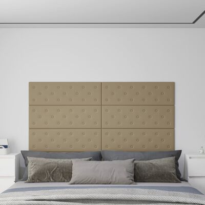 vidaXL Nástenné panely 12 ks kapučínové 90x30 cm umelá koža 3,24 m²