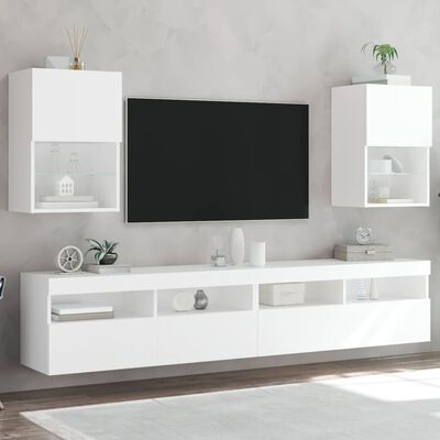 vidaXL TV skrinky s LED svetlami 2 ks biele 40,5x30x60 cm