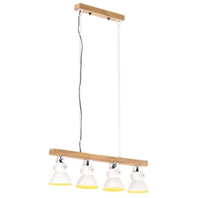 vidaXL Industriálna stropová lampa biela E27 mangovníkové drevo