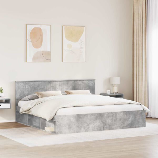 vidaXL R&aacute;m postele Bet&oacute;nov&aacute; 200 x 200 cm Mas&iacute;vne borovicov&eacute; drevo