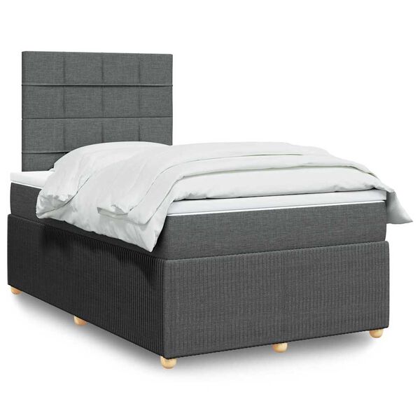 vidaXL Boxspring posteľ s matracom, tmavosiv&aacute; 120x190 cm, l&aacute;tka